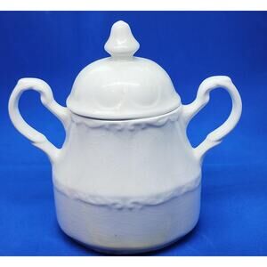 Vintage J & G Meakin Sterling Colonial Ironstone Sugar Jar Double Handle White